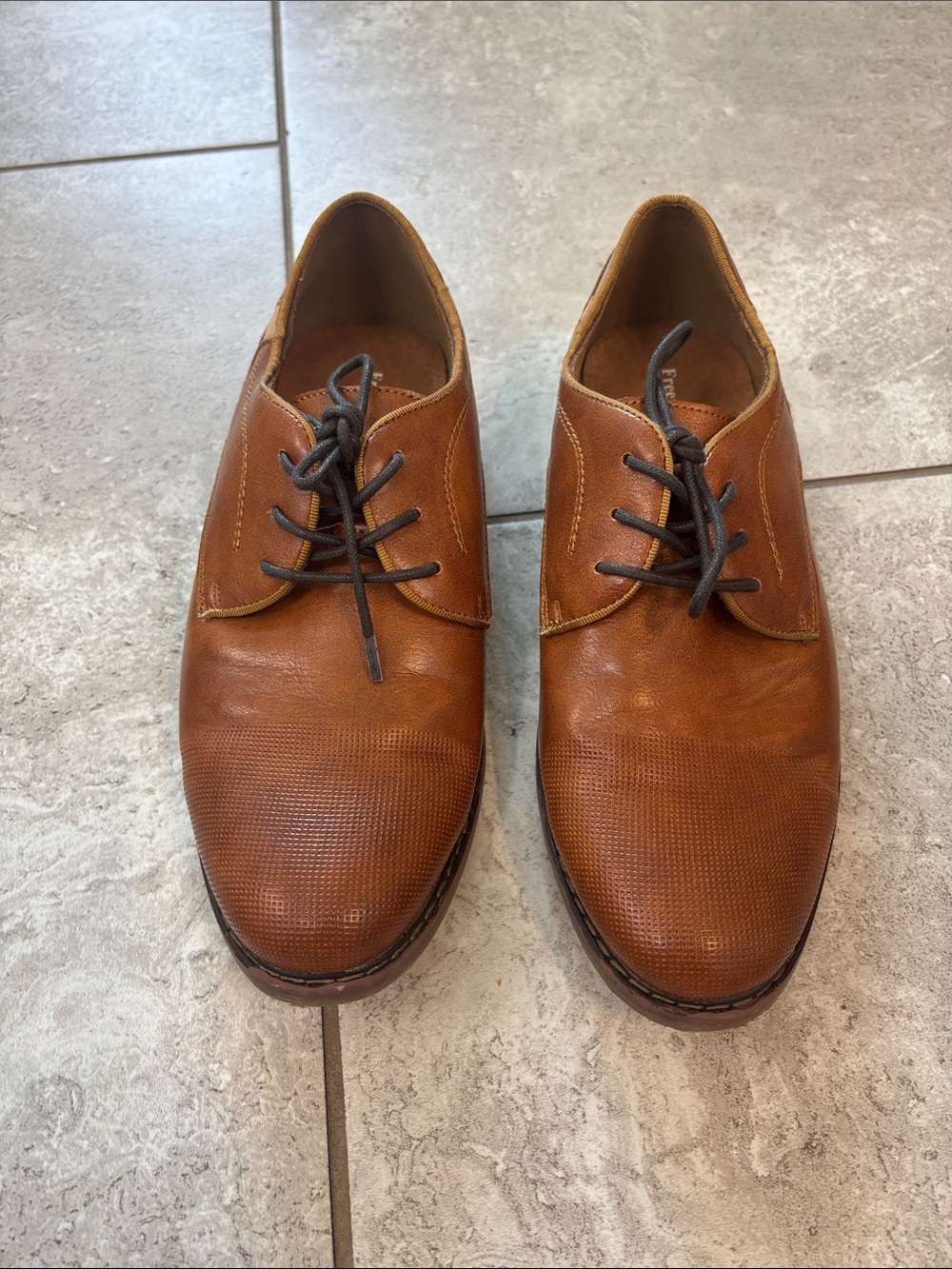 Brown oxford lace up style dress shoes